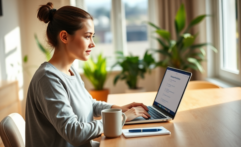 A person checking eligibility for financial benefits online.