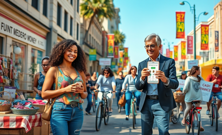 A person receiving fast cash through simple methods without bureaucracy.