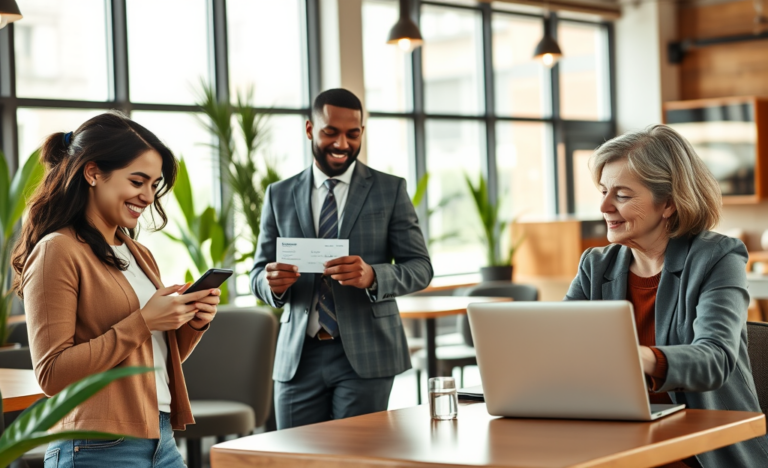 A person using a mobile app for fast and secure check cashing