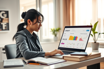 A visualization of a credit simulator interface showcasing various financial scenarios and their impact on credit scores.