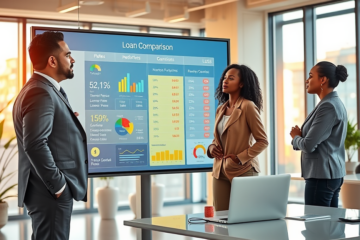A person analyzing different loan options using a loan comparison tool.