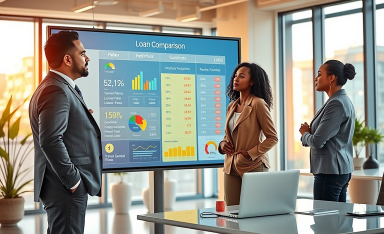 A person analyzing different loan options using a loan comparison tool.