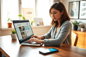 An illustration showing a person using a laptop to request urgent money online.