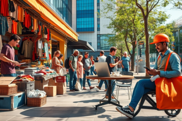 Illustration of various ways to earn immediate money, such as freelancing and selling items.